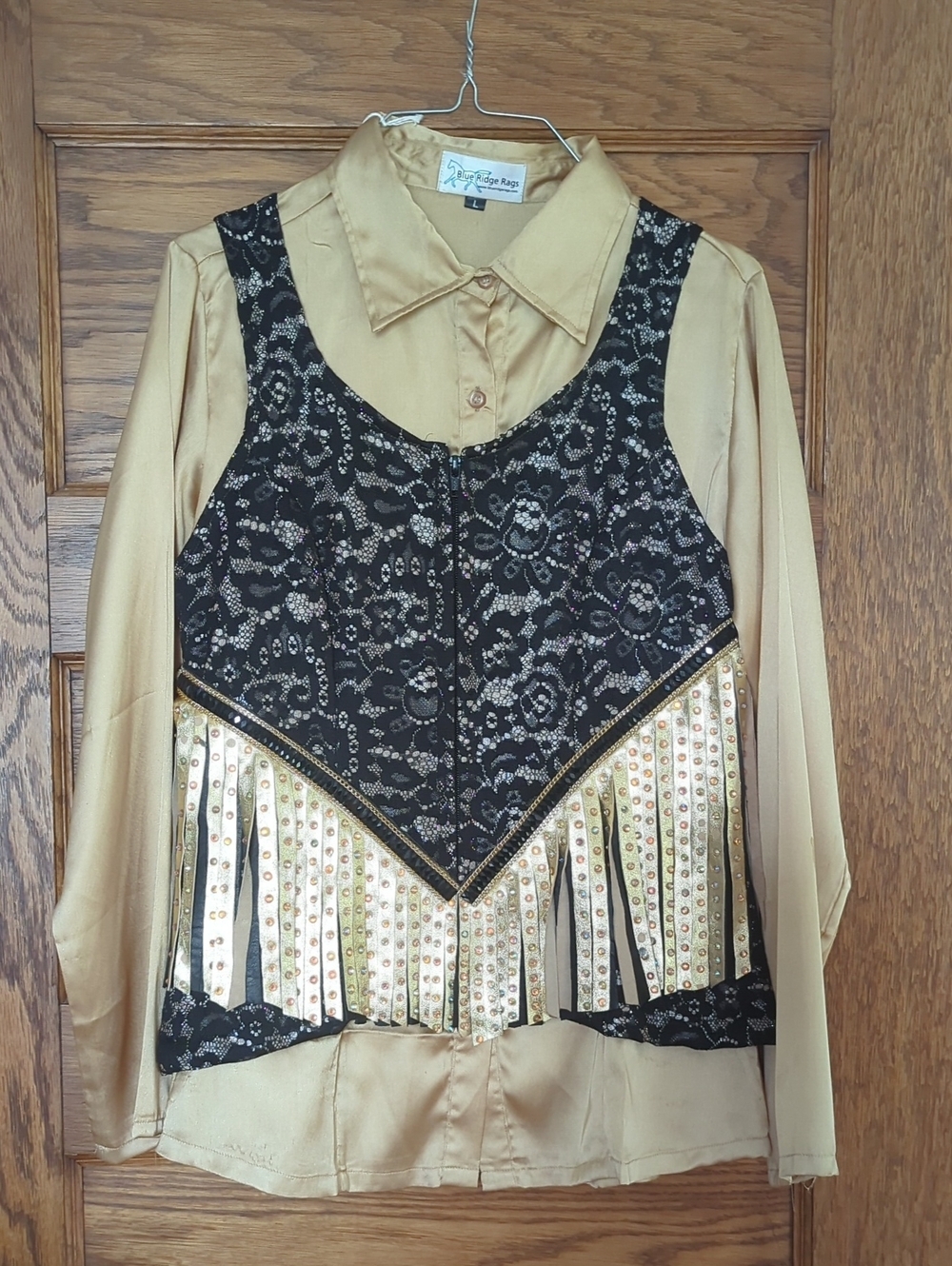 Custom Black Silver And Gold Fringe Horsemanship Top Western Horse Size L